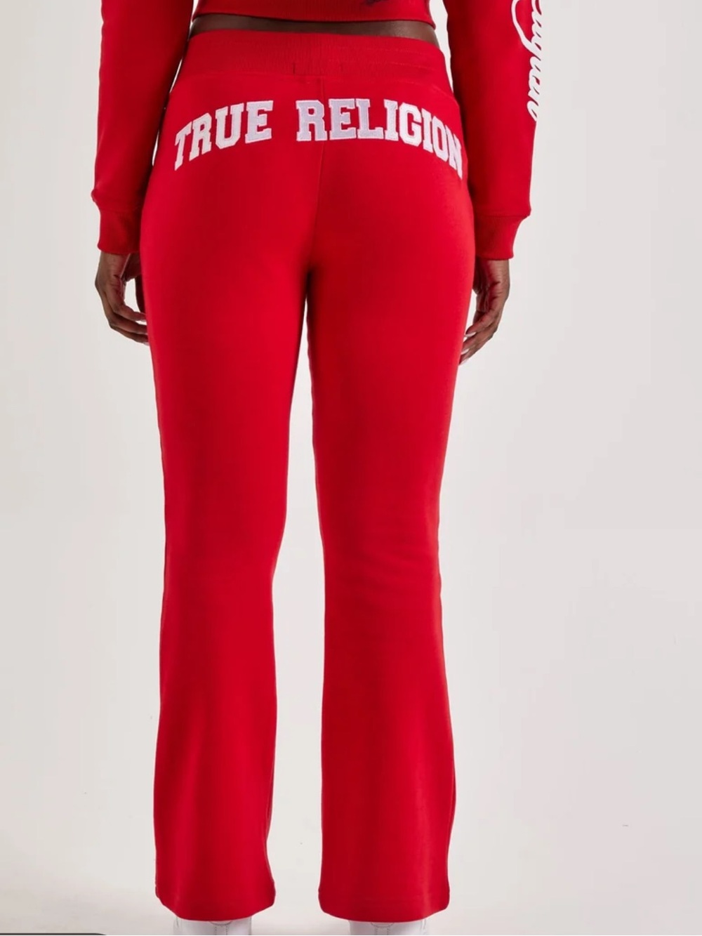True Religion Red Bootcut Sweatpants with Logo - Picture 2 of 3